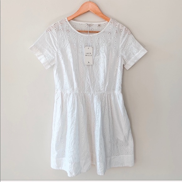 Jack Wills Dresses & Skirts - JACK WILLS | White Eyelet Short Sleeve Dress Sz 4